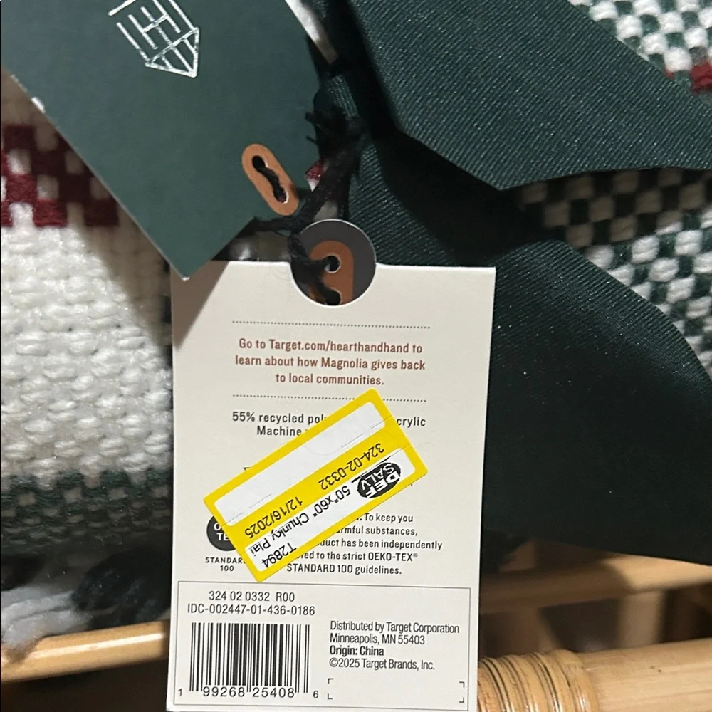 Hearth & Hand Festive Plaid Throw Blanket - Green and Red